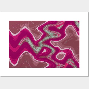 Abstract Red Waves Posters and Art